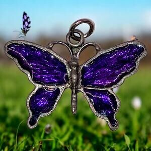 Purple Silver-Tone 1" Pendant!
